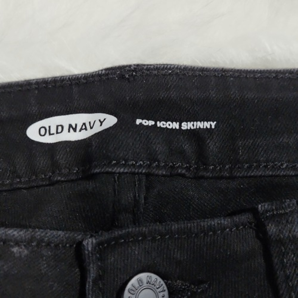Old Navy -34 Mid-Rise Pop Icon Black Ripped Skinny Jeans 4 - Picture 2 of 9